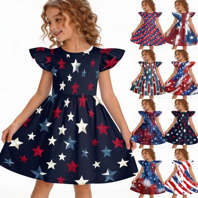 Girls' Summer Princess Dress - A-Line Casual Print Dress