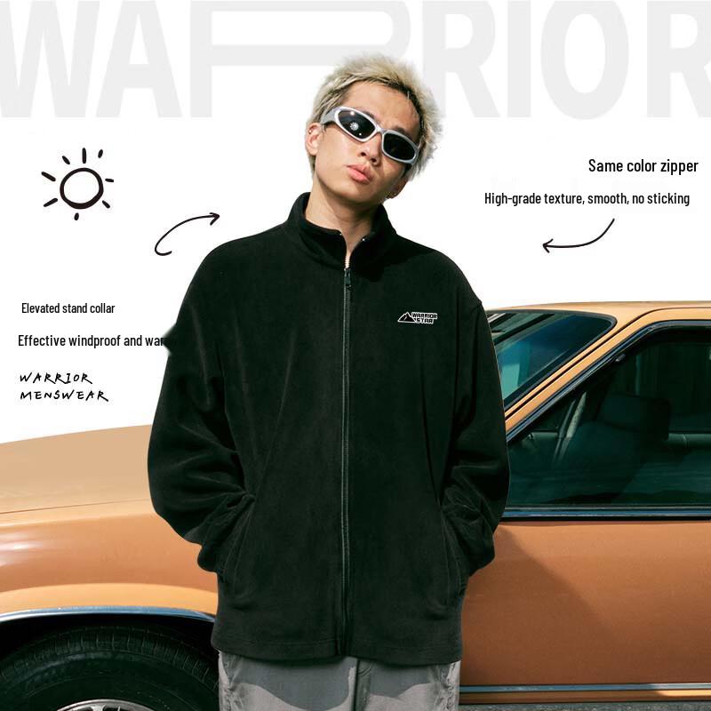 Warrior Fleece-Lined Stand-Collar Windproof Sports Jacket