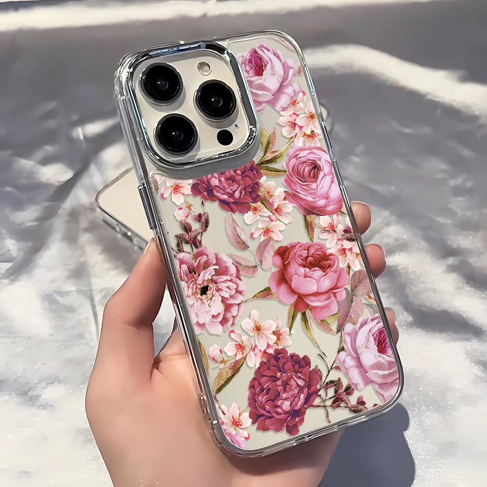 Pink Big Flower Phone Case For IPhone 17 Air 16 15 Pro 14 Plus 13 12 11 X Xr Xs Max 8 7 SE Soft Cover Case Funda 16 15 14 Plus