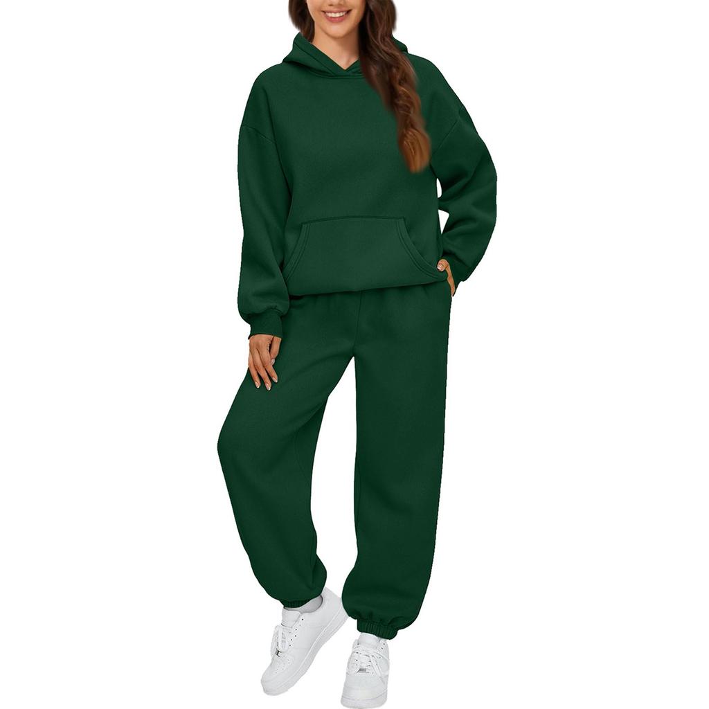 Damen 2-teilige Outfits Hoodie Trainingsanzug Sets Oversized Sweatshirt Baggy Herbstmode Jogginghose mit Taschen