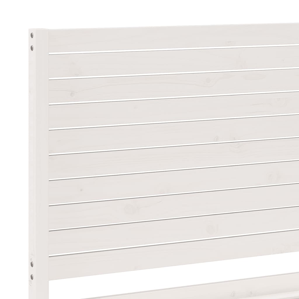 Solid Wood Bed Extra Long Without Mattress White 180 X 220 Cm