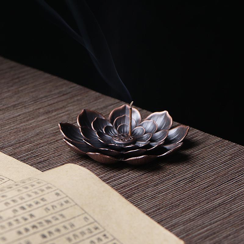 Metal  Incense Burner Stick Holder Buddhism Lotus Line Incense Plate Sandalwood Coil Base Temples Yoga Studios Home Decoration