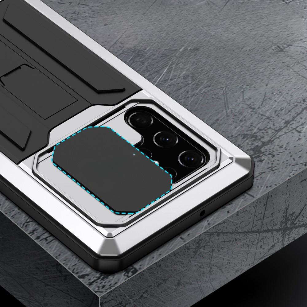 Custodia blindata per Samsung Galaxy S22 Ultra, R-JUST CamShield Slide, argento