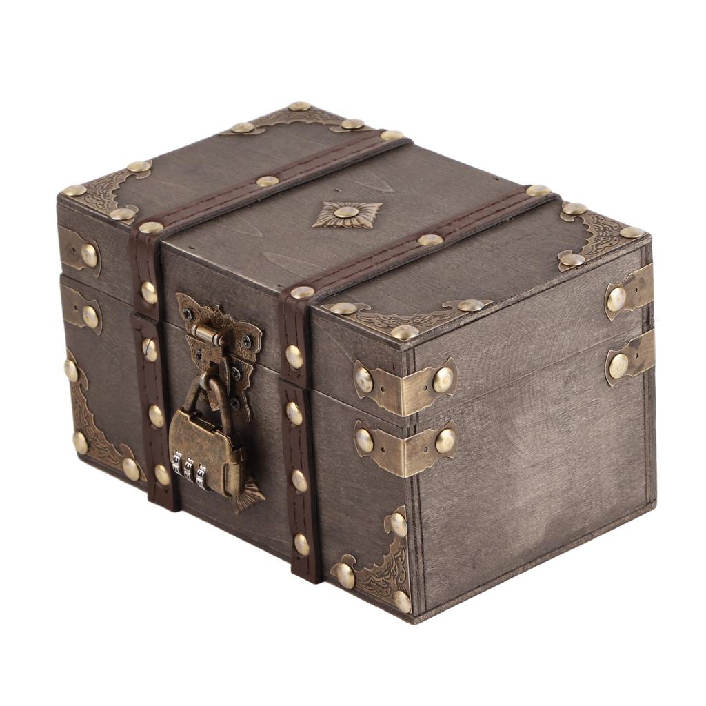 Jewelry Box for Women Girls Vintage Style Environmental Wooden Jewelry Box with Combination Lock for Necklace Earring
