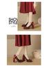 Women's Pearl Suede Mary Janes - Square Toe Chunky High Heels with Bow and Waterproof Platform
