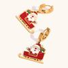 Santa Claus Drip Oil Earrings: 18K Gold-Plated Stainless Steel Sleigh Design