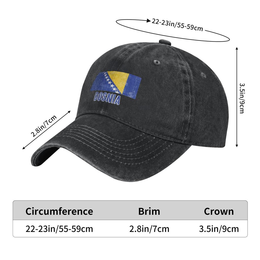 Vintage Retro Flag of Bosnia Herzegovina Grunge look Retro Denim Washed Baseball Cap Women Cowboy Dad Hats Men Rock Trucker Cap