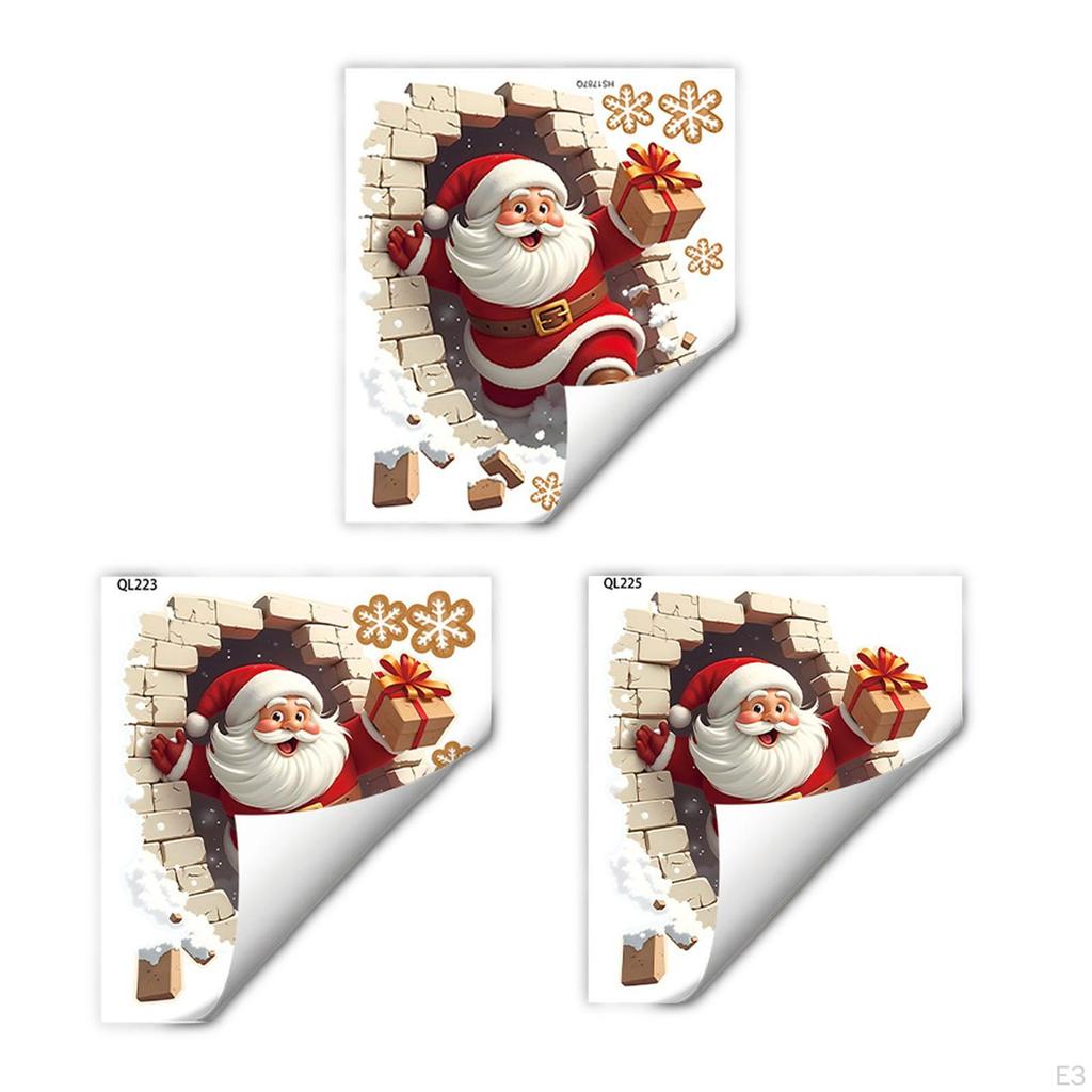 Christmas Wall Stickers Santa Claus Decals Art Decor for Living Room Kitchen