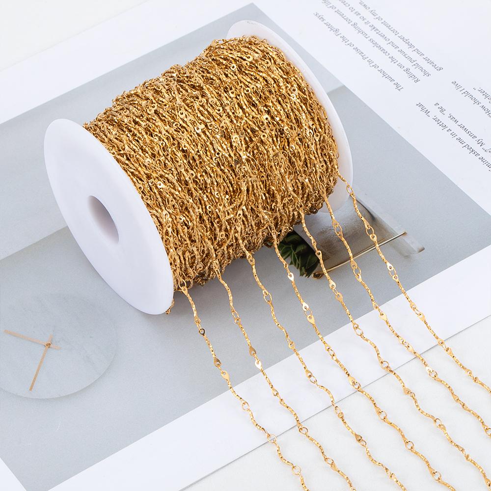 No Fade 1meter Stainless Steel Spiral Twist Stick Link Chain Wave Metal Chain for DIY Necklaces Bracelet Jewelry Making Findings