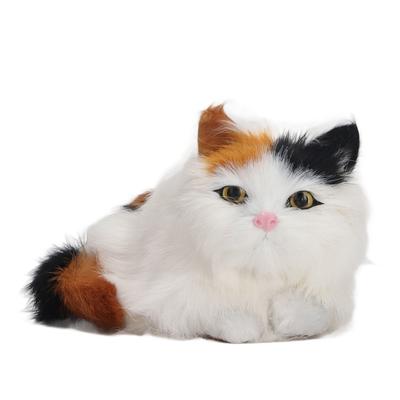 ZK20 Soft Plush Cat Doll High Simulation Opening Eyes Lifelike Animal Toy for Desk Decoration Colorful Hair