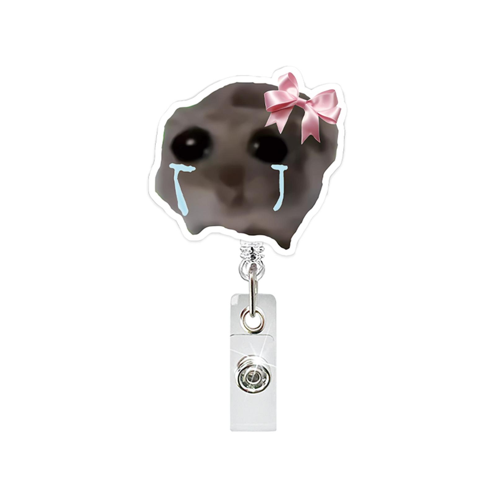Funny Cartoon Hamster Acrylic Retractable Badge Reel 360° Rotating Alligator Clip Medical ID Name Tag Holder