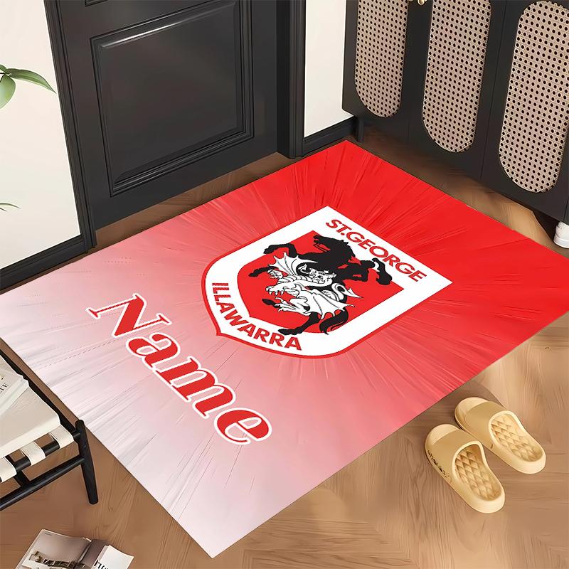 St George Illawarra Dragons (5) Personalized Name Office Carpet Stylish Decor for Living Room Bedroom Kitchen