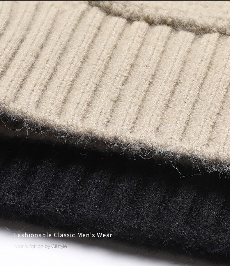 Men's Knitted Stand-up Collar Cardigan: Trendy Autumn/Winter Fashion Sweater with Long Sleeves and Thickened Design.
