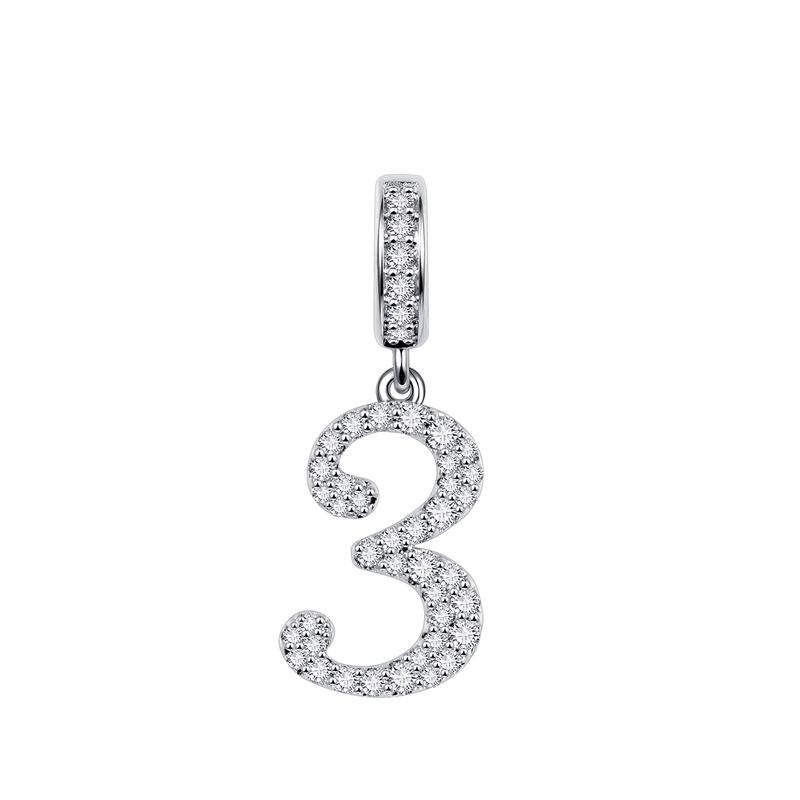 Fine Charms Handmade DIY Women Fashion Jewelry Gift Item Sparkling 0-9 Lucky Numbers Zirconia Charm Pendant Fit Original Design Bracelets Beads