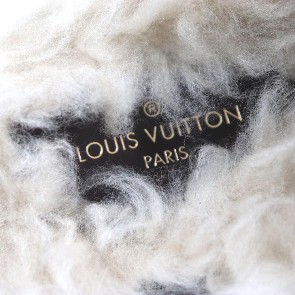 Louis Vuitton Sandals LV Logo Monogram Fur Mules Brown Monogram Canvas Mens 7 Used