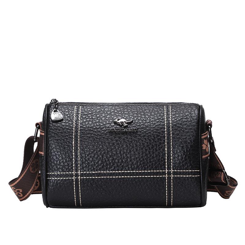 New women's bag wide shoulder strap retro soft leather pillow bag fashionable large capacity shoulder messenger bag