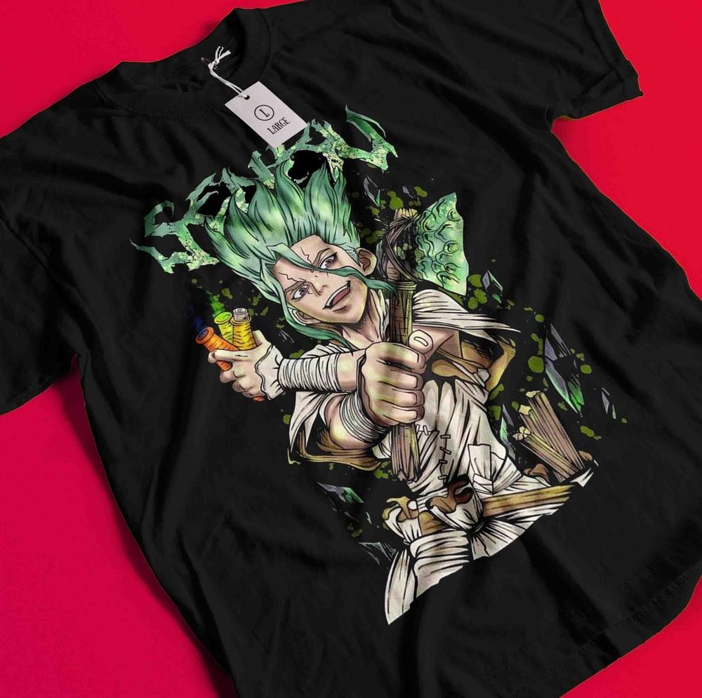 

Dr Stone T-Shirt Senku Ishigami Tshirt Ryusui Tee Asagiri Seiyuu Anime Shirt BB570 L