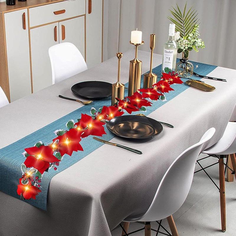 LED Christmas Garland with Lights Artificial Holly Berry Leaf Vine for Xmas Tree Fireplace Mantel Stairway and Holiday Home Decor