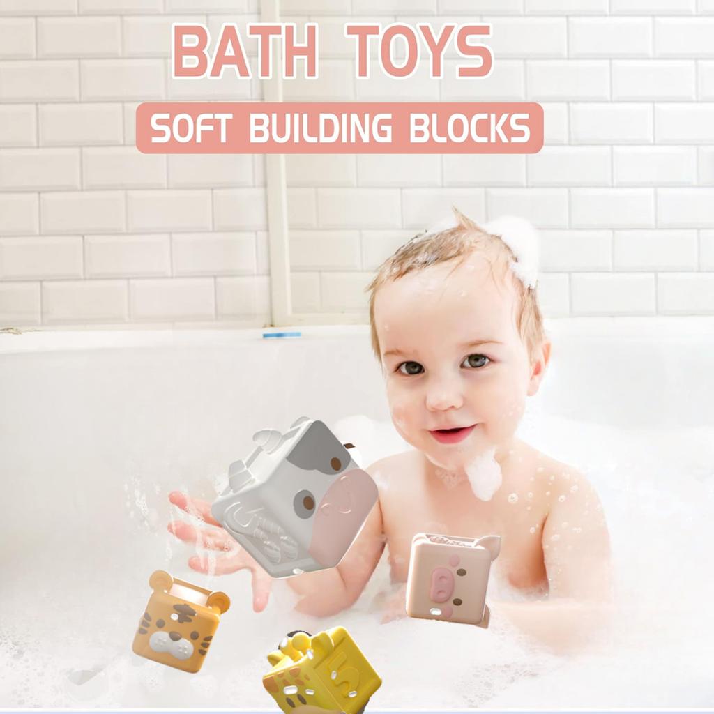 Toys Toys Toys Baby Bath Montessori Animal Cognitive Floating Water Soft Stacking Building Blocks Safe Teething Squeeze Sensory