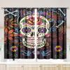 Gothic Skull Print Curtains Piece Polyester Set Bedroom Living Room Study Decor Edgy Rocker Window Treatment Curtain For Sitting Made Of