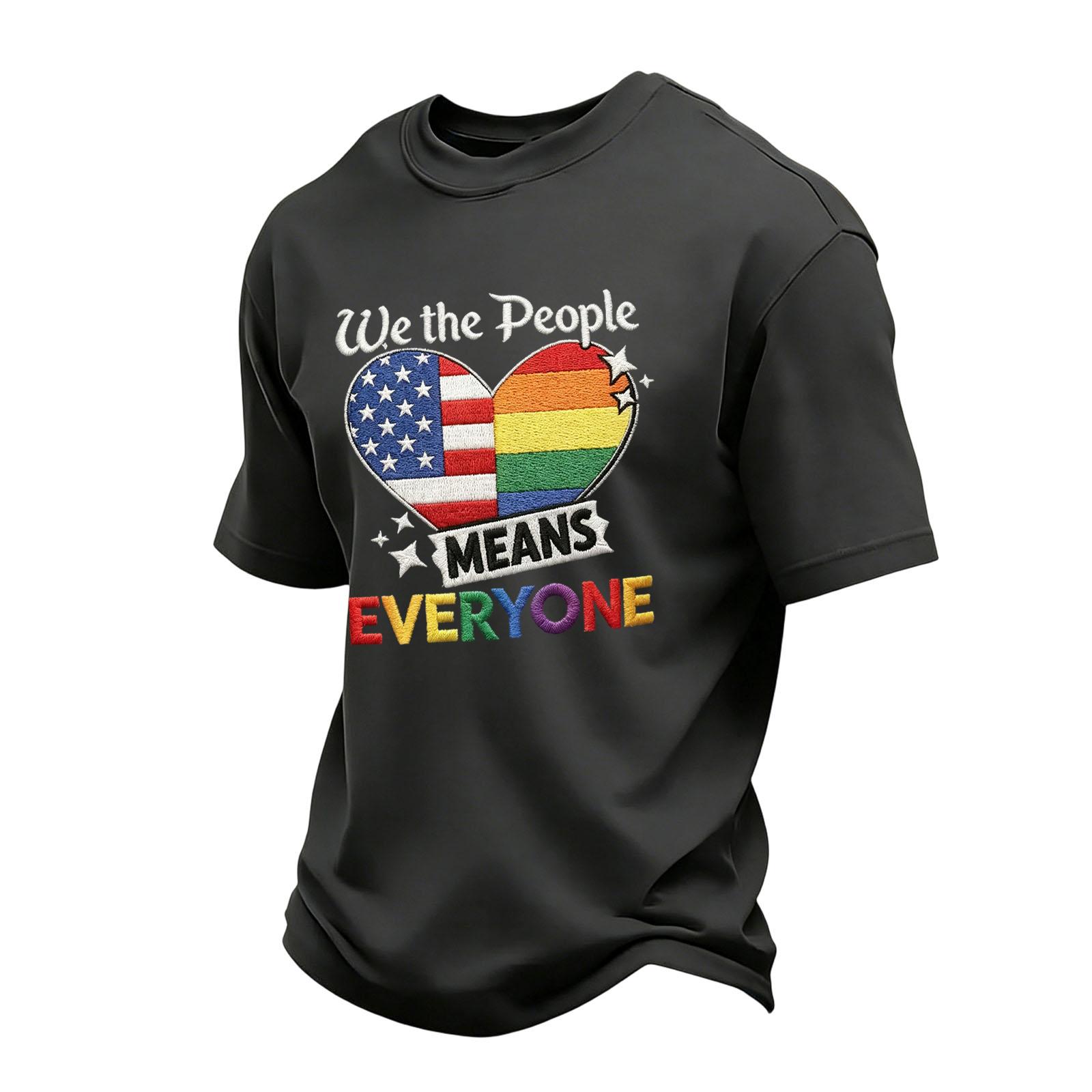 

Men s Casual Short Sleeve Crew Neck T-Shirt with Patriotic Heart Print and Lettering Graphic for Everyday Wear XXXL