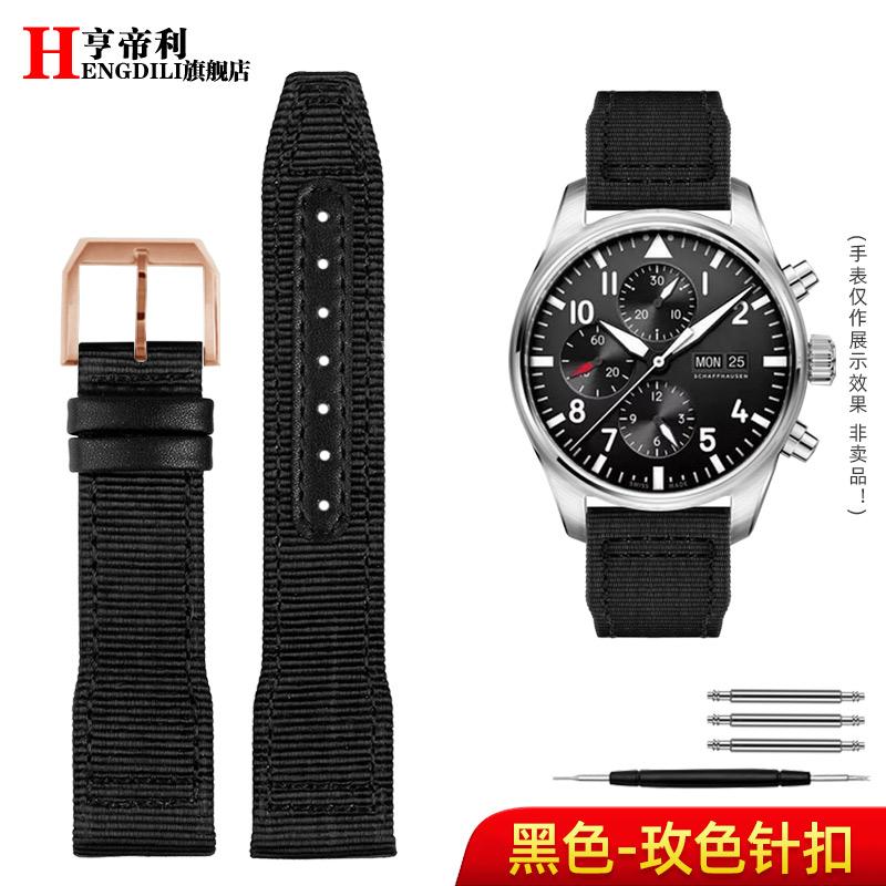 20mm 21mm Men's Bracelet For IWC Mark Nylon +cowhide Leather Watch Strap Pilot Prince Bertolo Portugal Folding Buckle Watchband