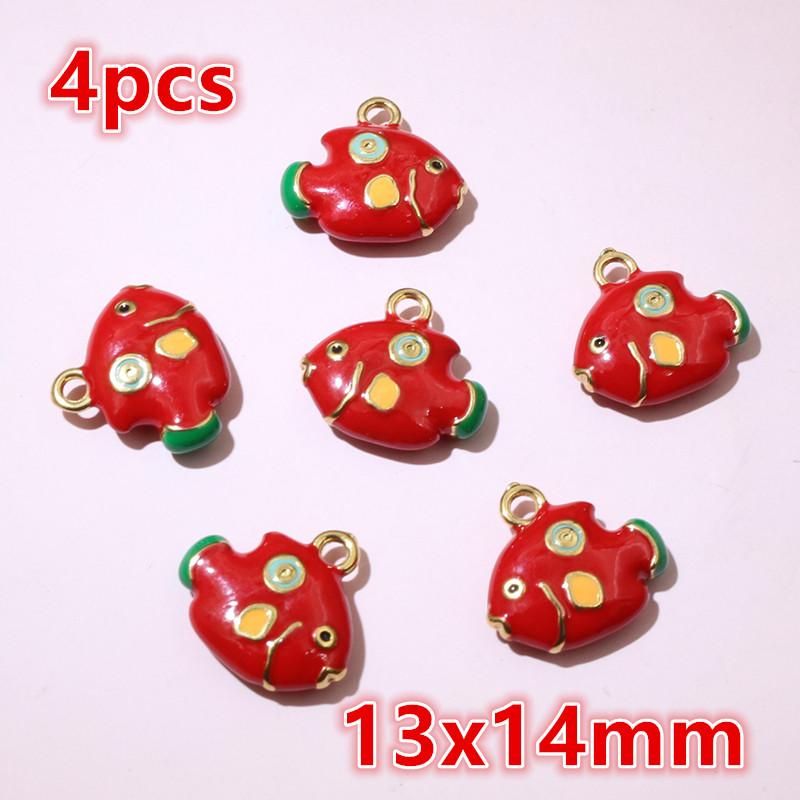 2-4pcs Enamel Stainless Steel Flower Coral Fish Charms Pendant DIY Jewelry Making Accessories Findings for Necklace Earrings