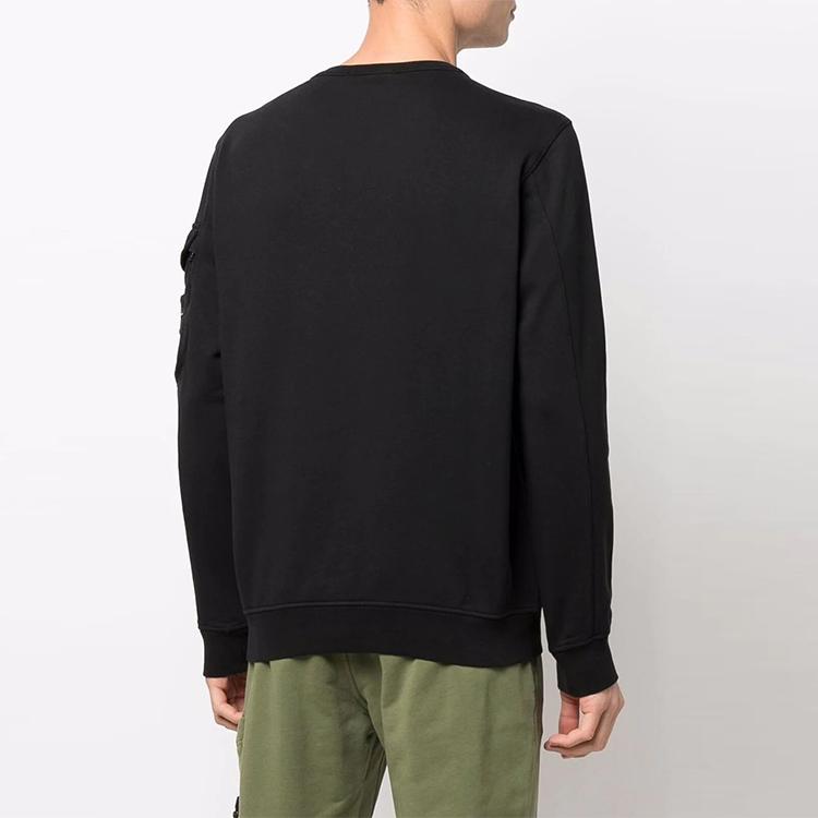 Stone Island Patch Logo Crewneck Sweatshirt Black Men Tops 761561151-V0029
