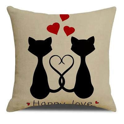 Liebe Katze Valentinstag Muster Gedruckt Sofa Quadrat Kissenbezug Weich Mischung Kissenbezug Kissenbezug Wohnzimmer Heimdeko
