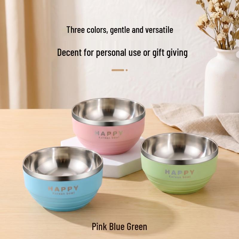 Double-Layer Stainless Steel Baby Bowl: Anti-Scald, Anti-Drop, Insulated Design for Infants and Toddlers Thickened Stainless Steel 420ml