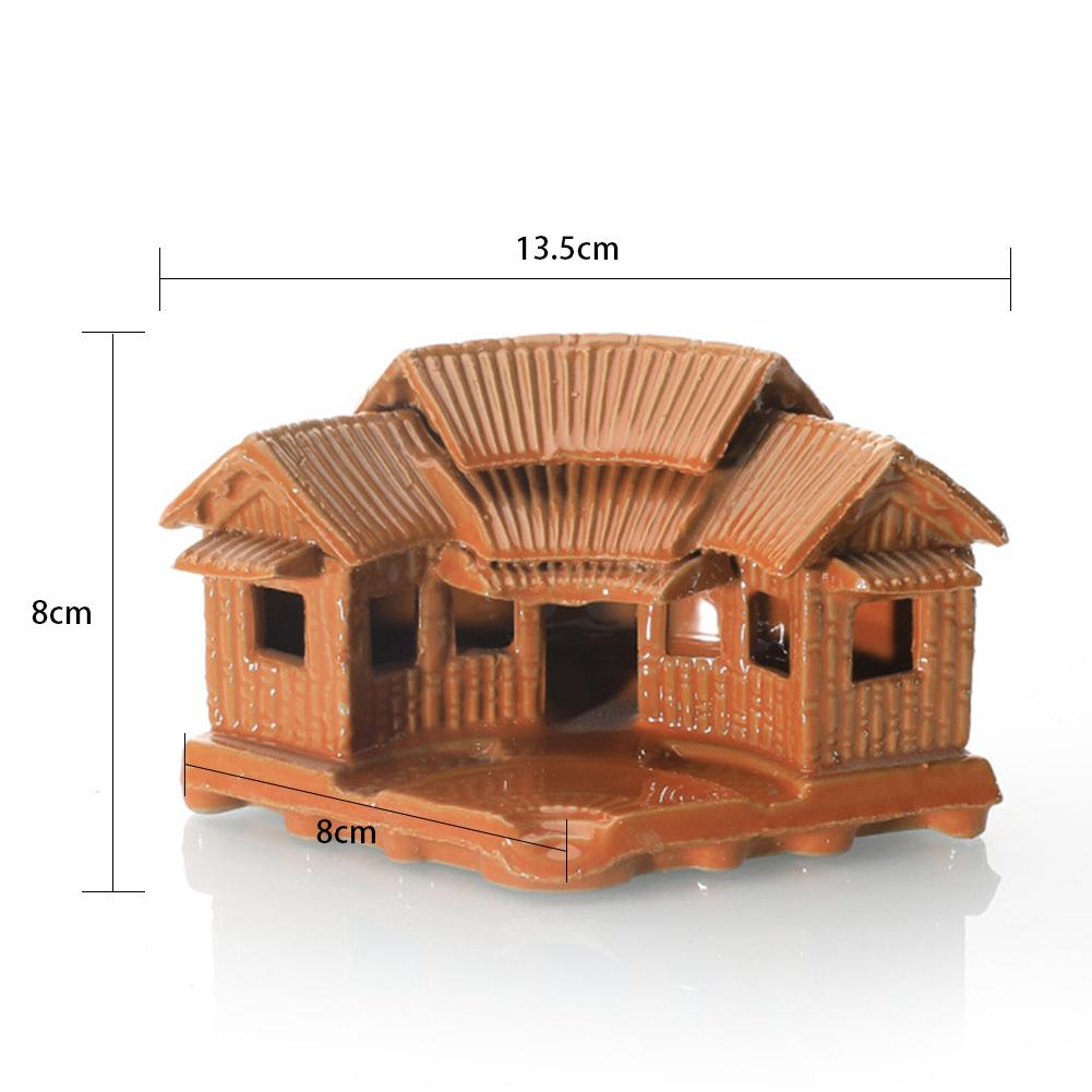 Aquarium Micro Landscaping Ornaments Ceramic House Thatched Hut Bamboo Building Fish Tank Decoration
