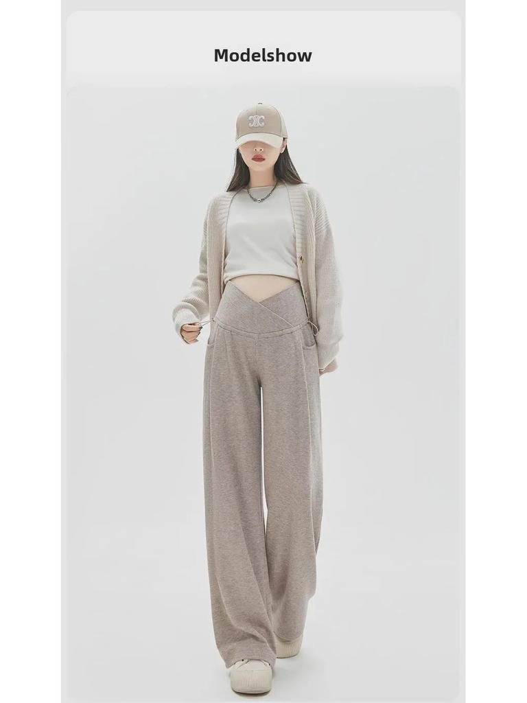 Koreanische Umstands-Weitbeinhose: Bauchstütze, Retro-Casual, Geeignet für alle Jahreszeiten