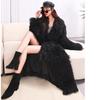 Women's toka roll wool fur coat lamb wool coat lace-up casual warm winter extended plush coat