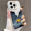 Silberne Ölmalerei iPhone Hülle für Modelle 13/14 Pro/15 Pro Max/16 Pro/17