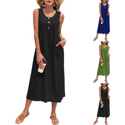 Rochie lungă de damă colorată, fără mâneci, mulată, la modă