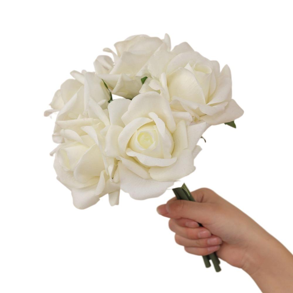 

Real Touch Artificial Rose Flower Branch 5 Heads Fake Flowers Birthday Decor белый