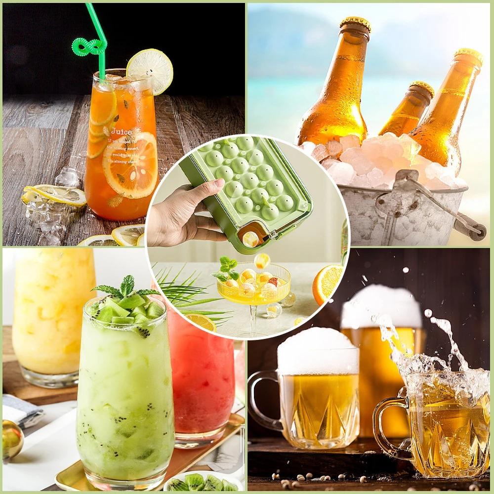 Mini Ice Cube Tray With Lid And Bin Ice Cube Maker Ice Mold Ice Cubes Storage Box Spill-resistant Removable For Whiskey Cocktail