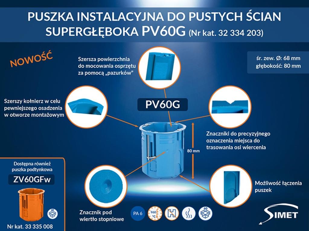 Hollow wall box 60, extra deep 80 , blue PV60G