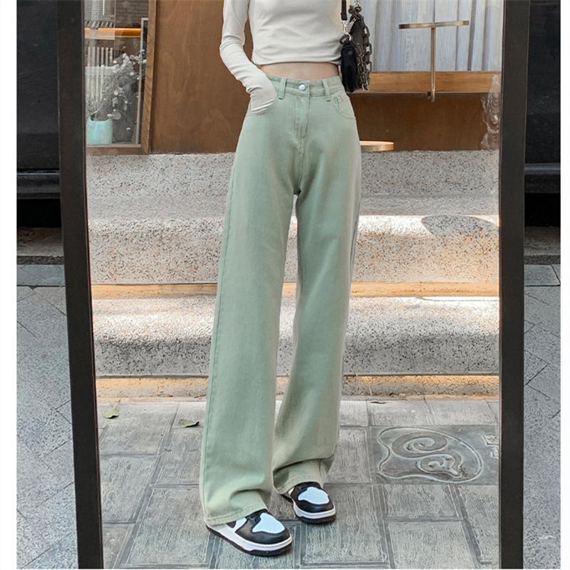 Spring 2022 Womens Fashion High Waist  Women's Wide Leg Jeans Baggy Woman Denim Straight Long Pants Jean Mom Jeans Trousers