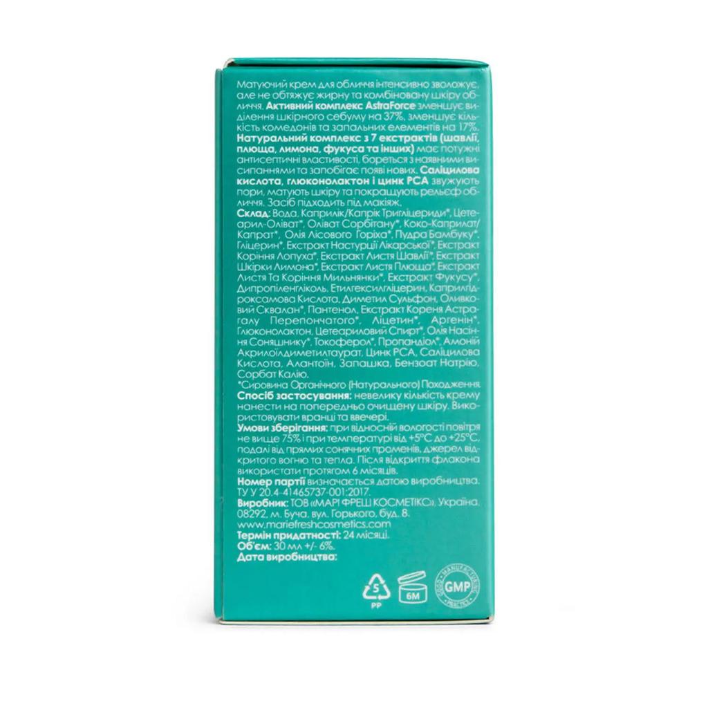 Mattierende Creme mit Salicylsäure für fettige und Mischhaut Marie Fresh 30 ml