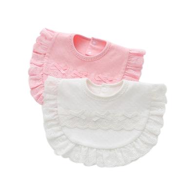 Babador de bebê 0-3 anos, lindo pano de algodão para arrotar, triângulo, redondo, laço de renda, princesa, supermacio, alimentação de bebê, babadores