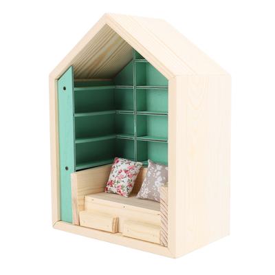 Anxiété Bibliothèque Secoue Ton Anxiété Décoration Maison de Poupée Artisanale Miniature en Bois