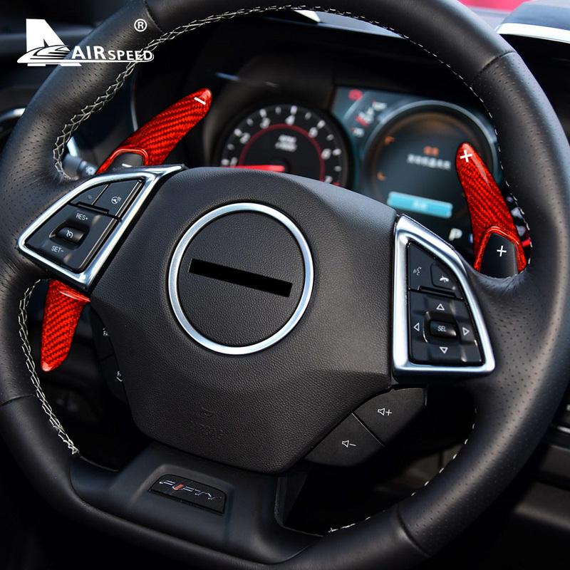 Real Hard Carbon Fiber For Chevrolet Camaro 2016 2017 2018 2019 2020 2021 2022 2023 Car Steering Wheel Paddle Shifter Sticker