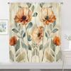 2Pcs Vintage Floral Curtains 3D Orange Poppy Pattern Living Room Bedroom Balcony Sunshade Art Decor Curtains