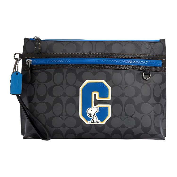 

Новый клатч COACH × Peanuts, искусственная кожа, большой, мужской, черный C4308-QBA5F 29.5*5.6*21.1CM