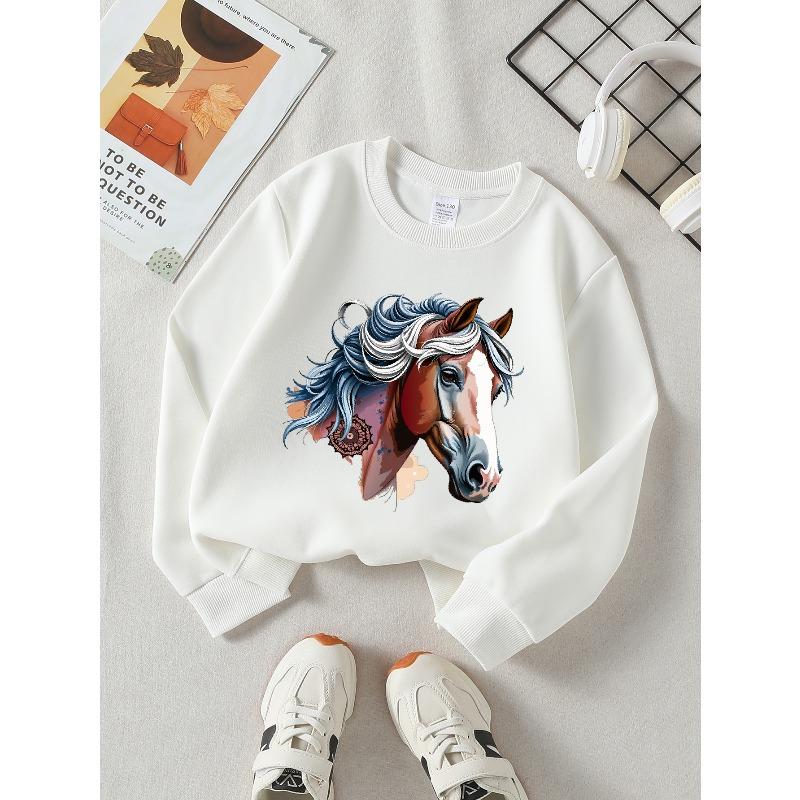 Kids Sweatshirt, Round Neck Fashion Sweatshirt Featuring Adorable Animal Prints,Comfortable Warm, Fashion Printed Top