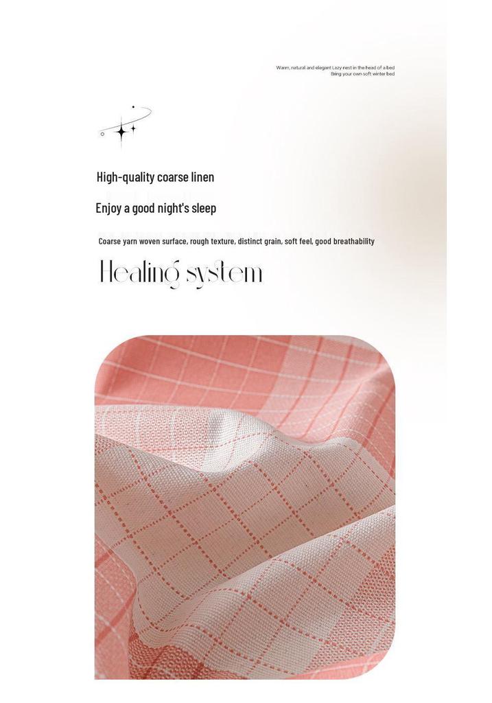 Striped Coarse Cloth Bed Sheet Set: Washable, Skin-Friendly, Cool Mat for Home & Dorm. Available In Single/Double Three-Piece Set.