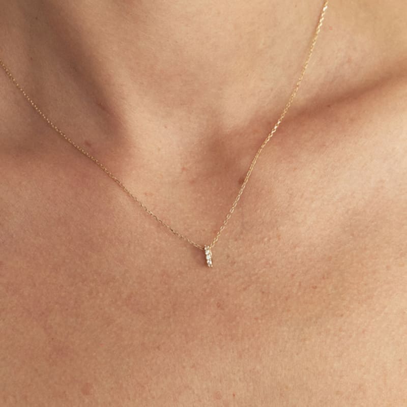 

LUNNE 14k Slim Eternity Pave Rondelle Pendant S (14K Gold) #LFP13 gold