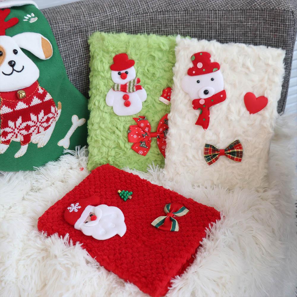 Cartoon Horizontal Line Handbook Soft Journal Notebook Christmas Plush Notebook  For Children