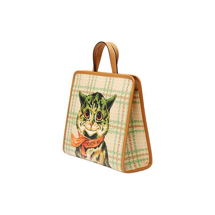 Gucci Cat Print Canvas Tote Bag Kids tote bags Yellow 605614-FABDM-8678